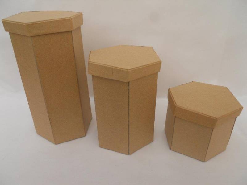 Caja Carton Hexagonal Mediana Lisa 9x9x14